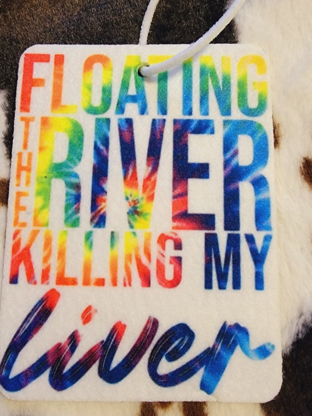 Floating The River Tie Dye Unscented Hanging Car Air Freshener Freshie